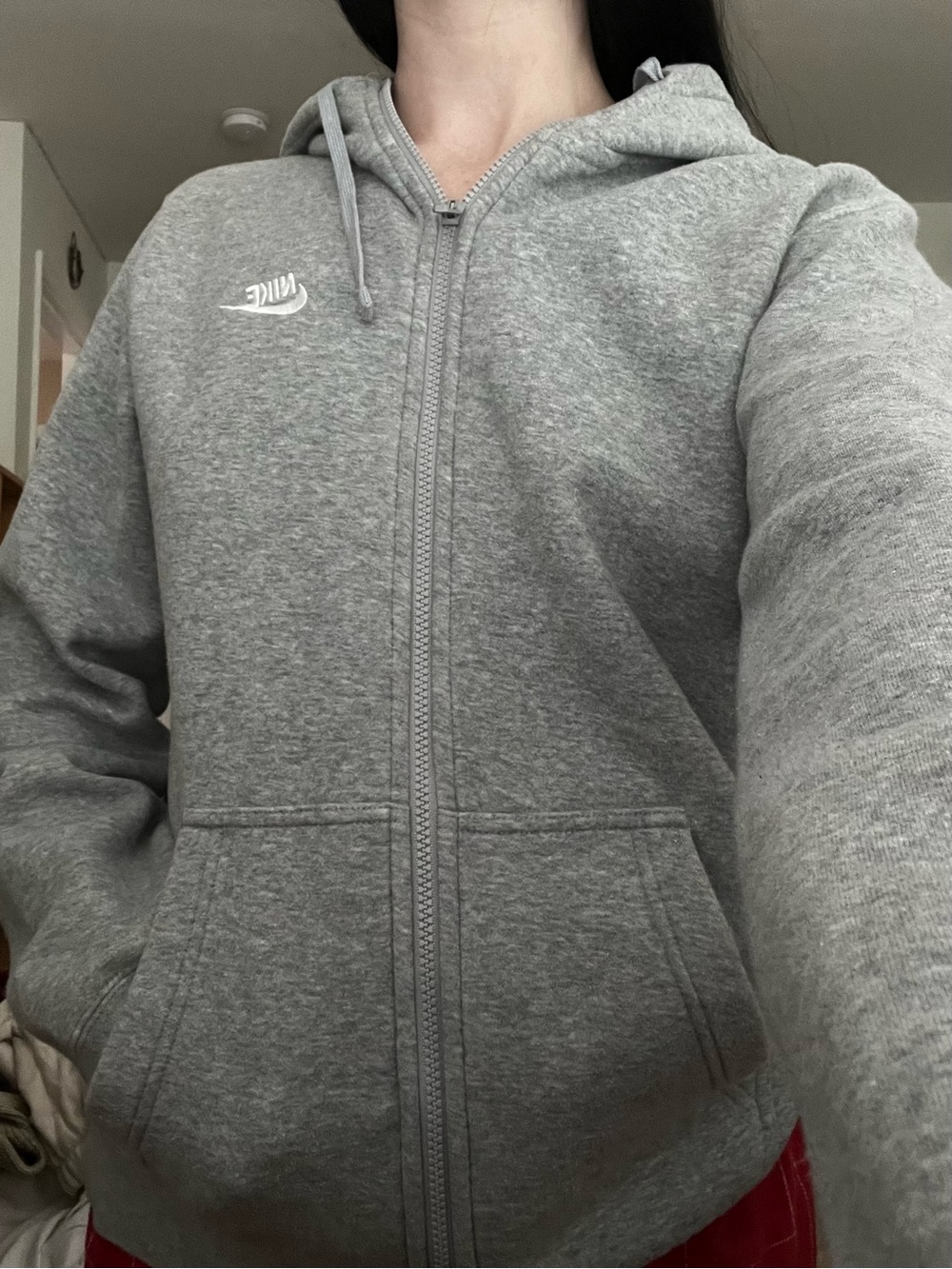 Nike Light Gray Zip Hoodie with White Logo